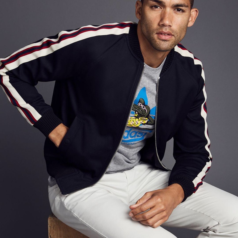 Sandro University Jacket Marine Stripe Zip A2B